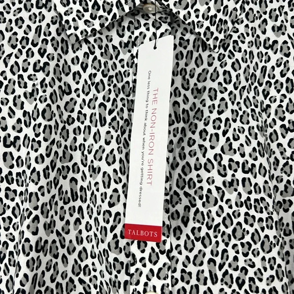 Talbots New Women’s 14 Ditsy Cheetah Non-iron Long Sleeve Button Up Shirt - Picture 4 of 7